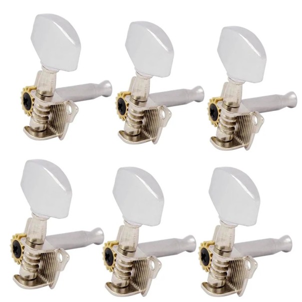 6 pcs Mécaniques d'accord Y-13 Boulons d'accord semi-fermés pour guitare Têtes métalliques avec un rapport de transmission de 1:15 Rotation fluide 1