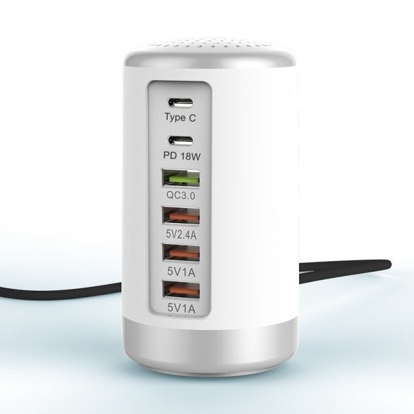 6-poorts 65W snellaadstation wit