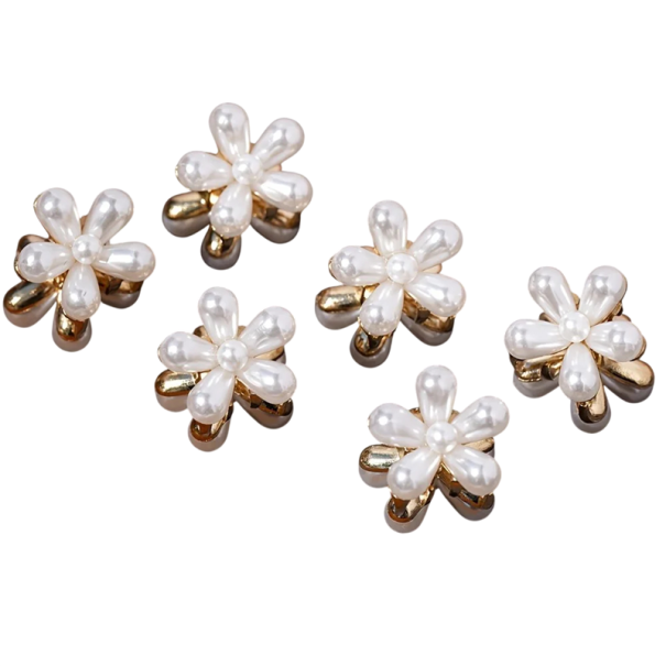 6 pz Mini fermagli floreali per capelli 19,7 mm Fermagli decorativi con strass Piccoli clip decorativi Fermagli mini solidi per acconciature delicate madreperla
