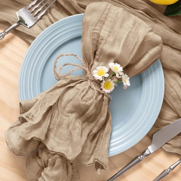 6 pz Tovaglioli in tessuto Effetto stropicciato 50 x 50 cm Poliestere Tovaglioli decorativi per matrimoni feste allestimenti rustici marrone