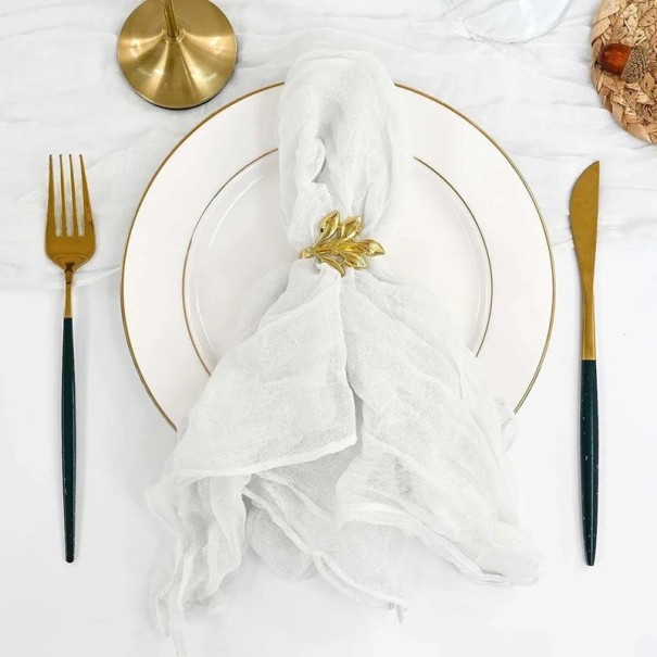 6 Stück Stoffservietten mit geknittertem Effekt 50 x 50 cm Polyester Dekorative Stoffservietten für Hochzeit Feier rustikale weiß