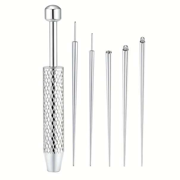 6 Stück Titan gebogener konischer Einführungsstift Innengewinde Silber Set für Piercing Schmuck für Lippen, Nase und Knorpel 1