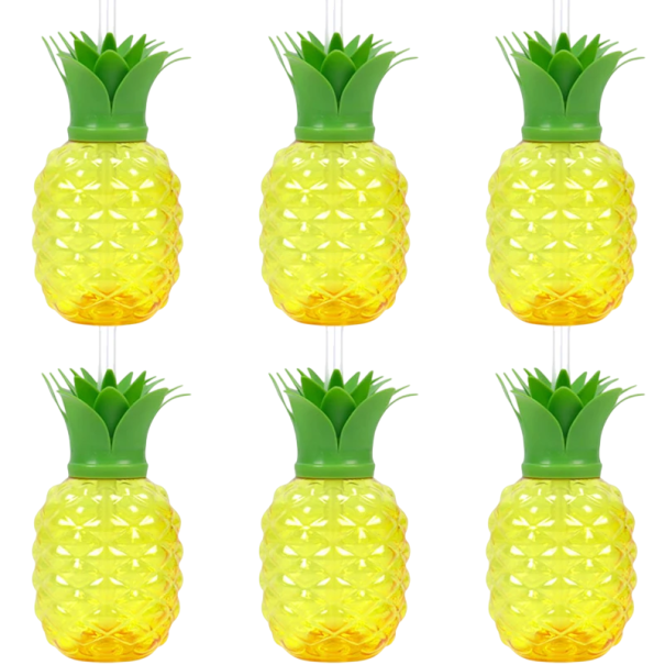 6 unidades de Vasos de Piña de Verano Hawaianos Vasos de Plástico en Forma de Piña para Jugo Boda Cumpleaños Fiesta en la Playa Decoración de Piscina 1