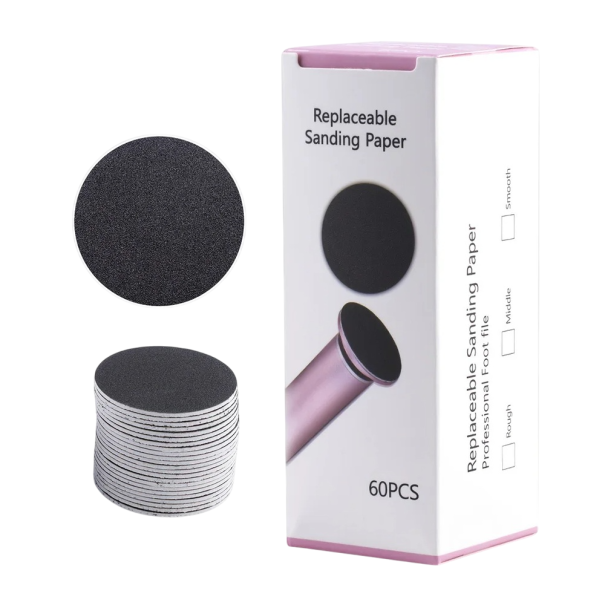 60 Pack of Abrasive Discs 180 Grit for Electric Foot File Removal of Hard Skin Foot Care Pedicure Replacement Discs 1