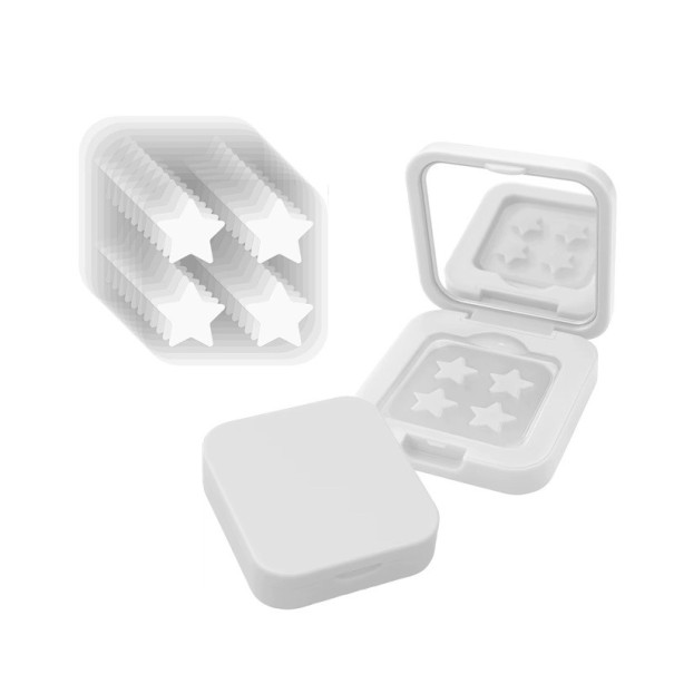 60 pcs Gel Acne Patches Stars Water-Based Coloured Spot Plasters Day and Night Use Box with Mirror white