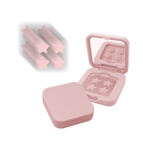 60 stuks Gelachtige stickers voor acne sterren Waterbasis Kleurige pleisters voor puistjes Dagelijks en nachtelijk gebruik Doosje met spiegel roze