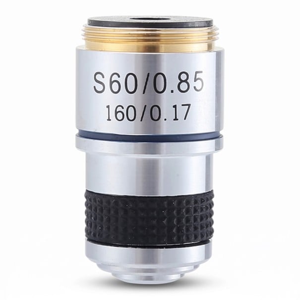 60x Silver Microscope Objective with Achromatic Optics and Aperture 0.85 for Biological Microscope and Conjugate Distance 185 mm 1