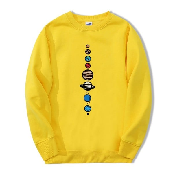 Herresweatshirt med planeter gul L