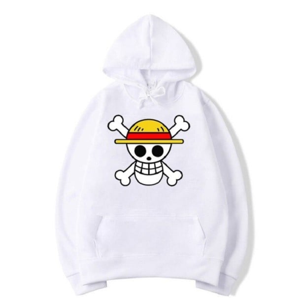 Herresweatshirt med piratprint hvid XXS