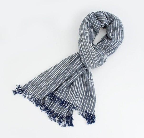 Randig scarf för män J3057 mörkblå