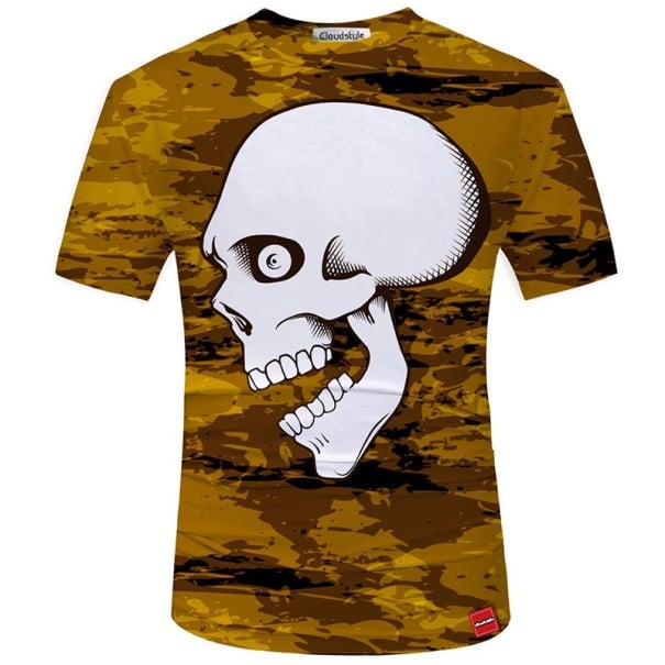 Herr 3D T-shirt med tryck - Skalle L