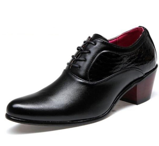 Scarpe stringate da uomo con tacco J1506 nero opaco 42