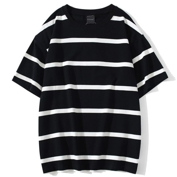 Herrrandig T-shirt T20698 svart XXS