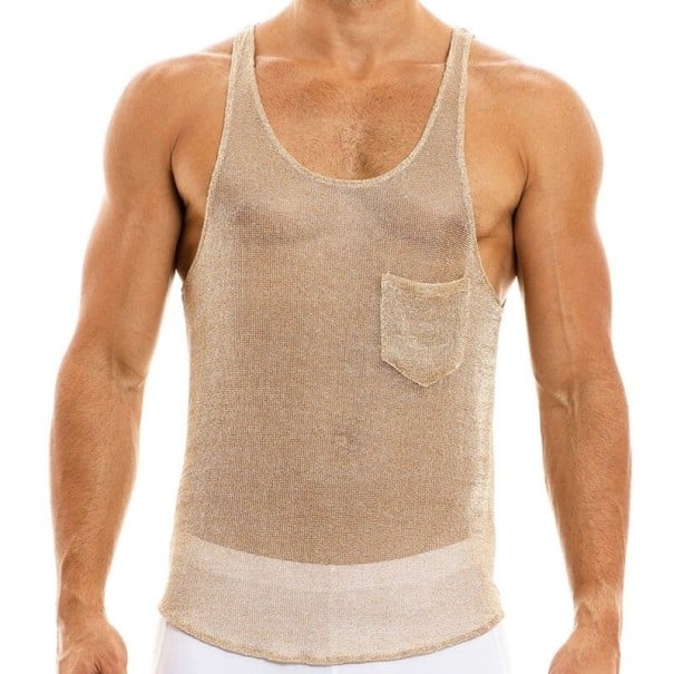Pánské průsvitné tílko T1990 béžova 3XL
