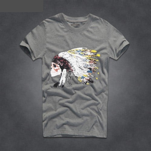 Herrstylat t-shirt med tryck - Indian grå XXL