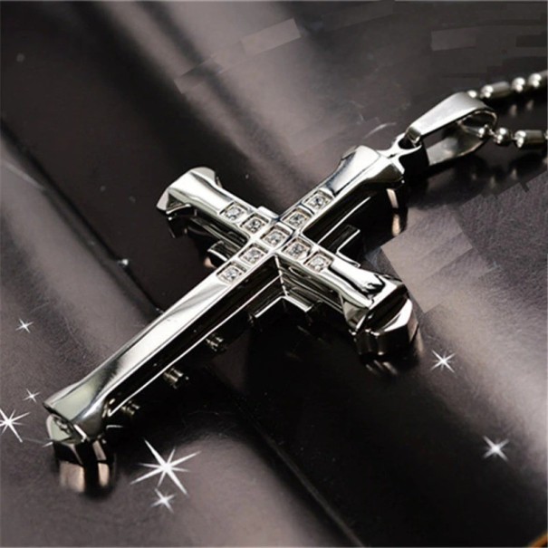 Herrhalsband med kors D113 silver