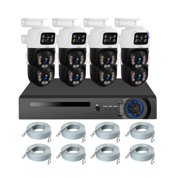 6MP Security Camera System 8 Cameras 8-Channel DVR Set Wired Connection for Monitoring Home, Business and Outdoor Areas white