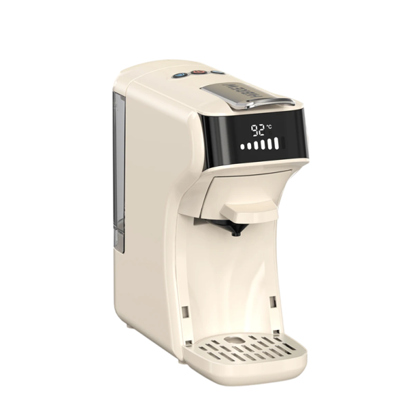 6v1 universel kapselkaffemaskine til DG NS E.S.E. og KCUP kapsler med mulighed for malet kaffe og te Justerbar temperatur og volumen 3 kg hvid