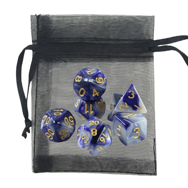 7-teiliges Würfelset mit Beutel - Mehrseitige RPG-Würfel aus Acryl für Dungeons & Dragons - Tischfantasy-Spiele dunkelblau
