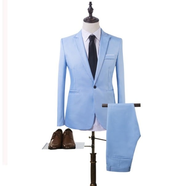Costum formal pentru bărbați J3169 albastru deschis L