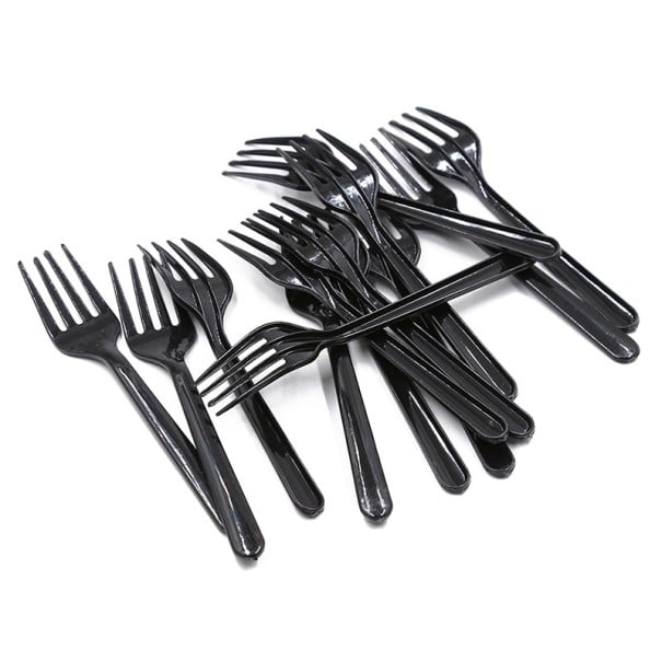 Tenedores de plástico 95 uds. negro