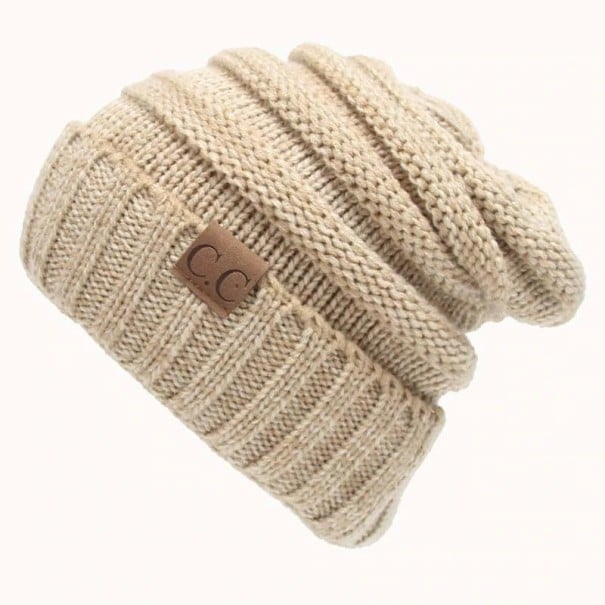 Stickad mössa J3244 beige