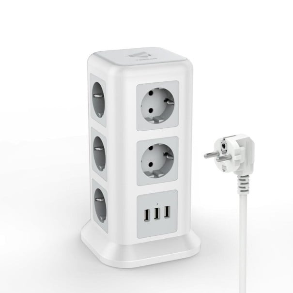 Förlängningssladd 11x uttag, 3x USB, 2 m 1