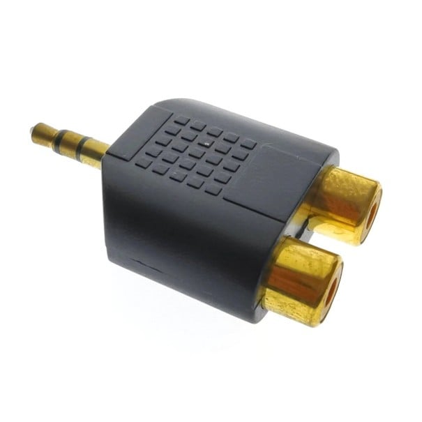 Adapter 3,5 mm uttag till 2x RCA M/F svart