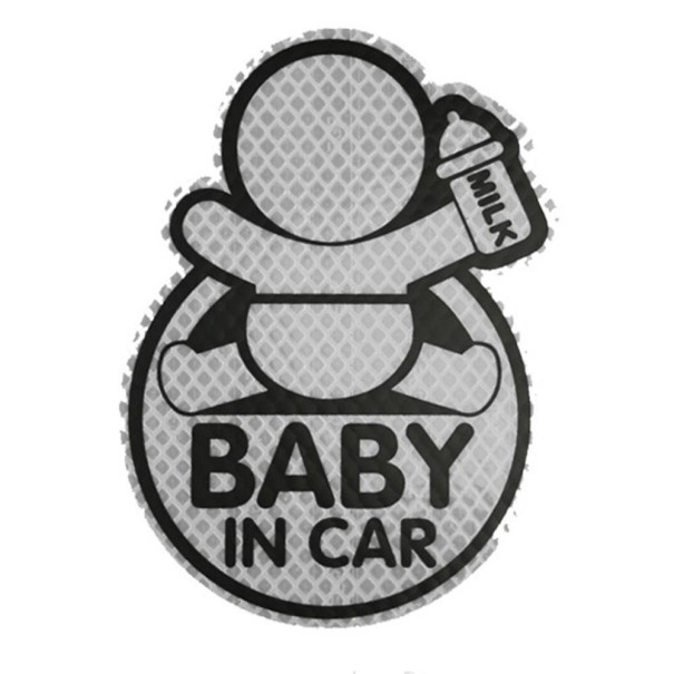 Reflekterande bilklistermärke Baby i bil grå