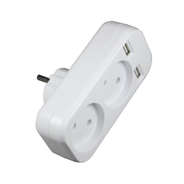 Socket splitter med 2x USB-portar K1117 1