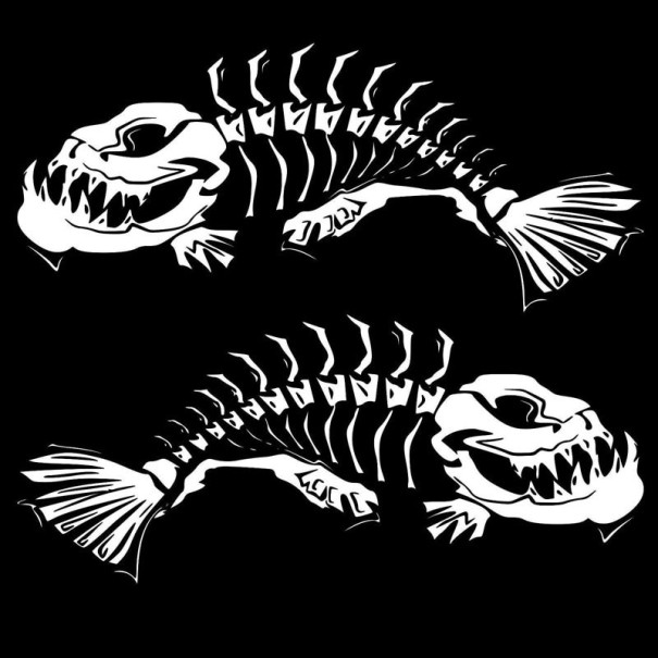 Bildekal fiskskelett 2 st silver