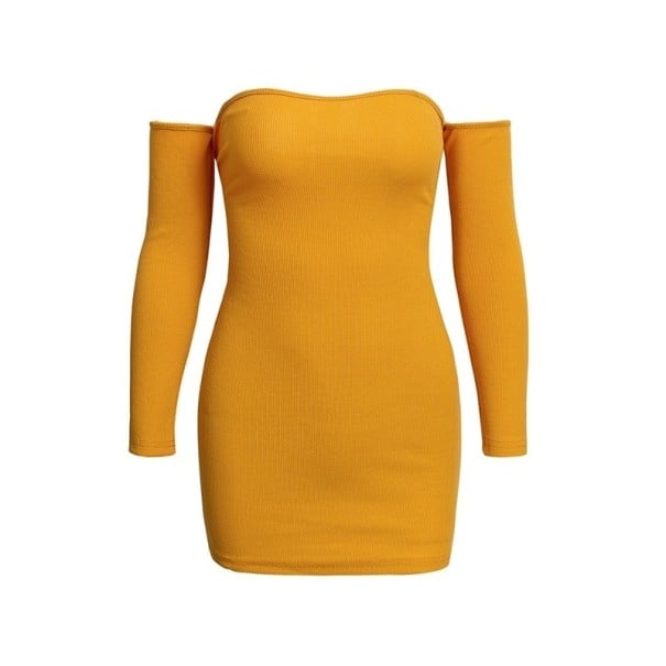 Rochie sexy cu umerii goi galben L