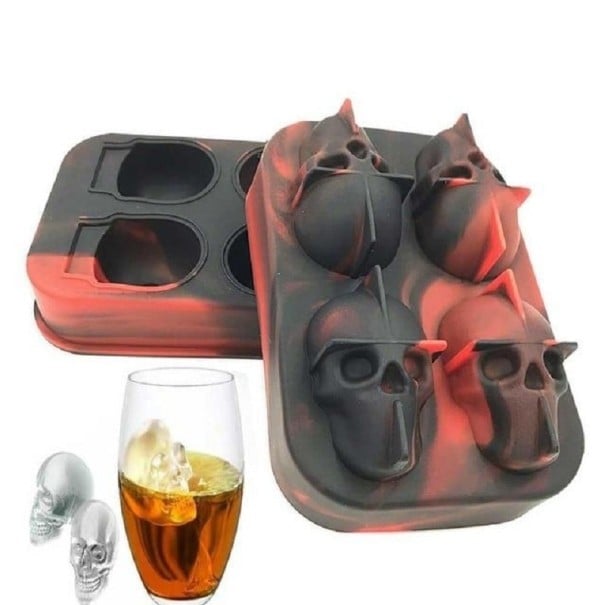 Moule à glace en silicone en forme de crâne rouge
