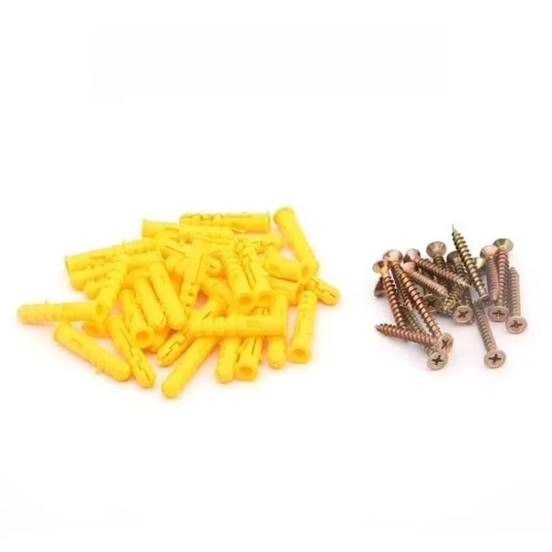 76 buc Seta de șuruburi de ancorare M6x30 mm dibluri din plastic galbene șuruburi metalice pentru fixare în zidărie și beton