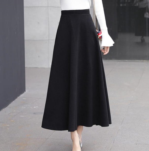 Falda formal de talle alto para mujer A1147 negro S