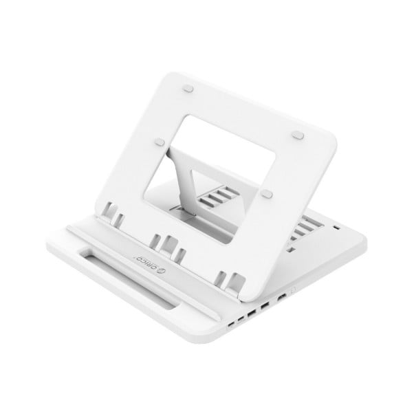 Stojan na notebook s USB porty a čtečkou karet bílá