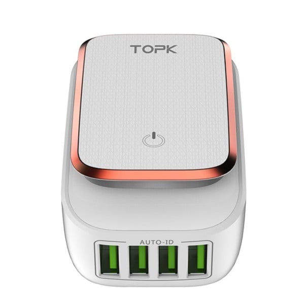 TOP LED väggladdare med 4 portar J1628 rosa
