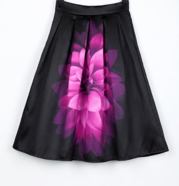 Damkjol med blomtryck J1068 svart XS