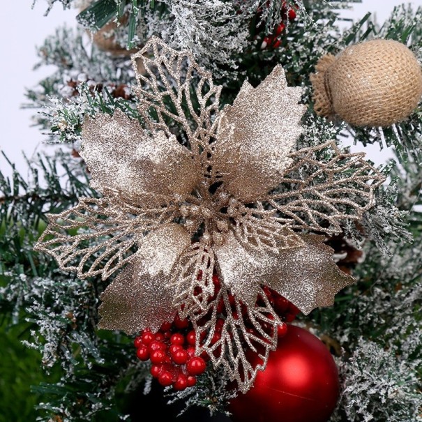 Konstgjord julstjärna blomma 5 st grå
