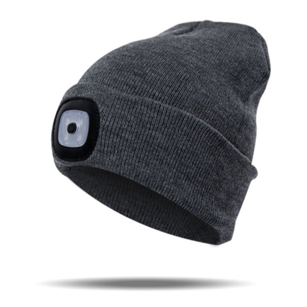 Unisex mössa med ficklampa grå
