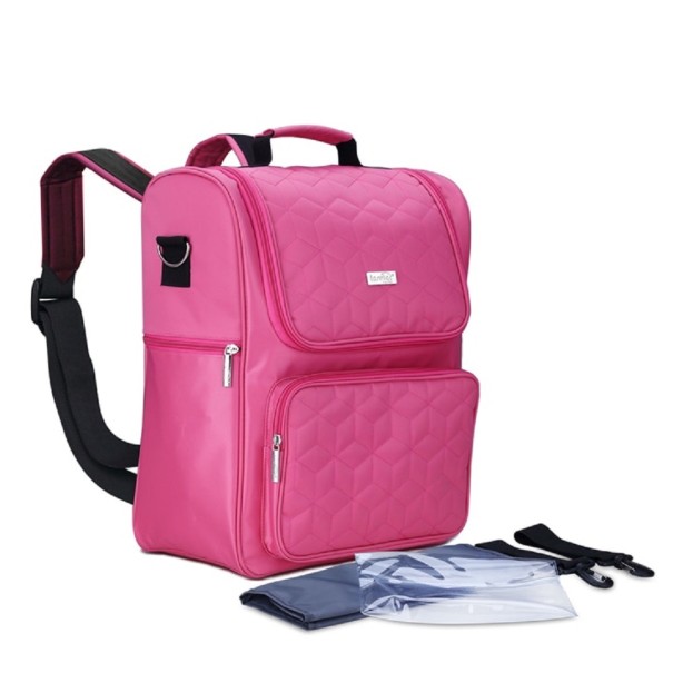 Grande mochila materna com acessórios rosa