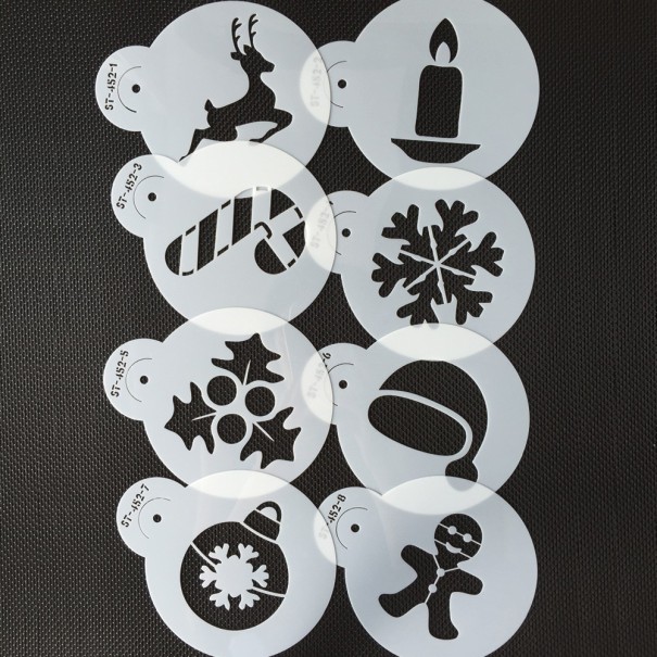 8 Piece Christmas Motif Stencil Set L