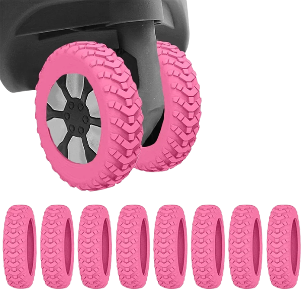 8 Stück Silikon-Rollenbeschützer für Koffer 5 x 1,2 cm Geräuschdämpfende Hüllen für Kofferrollen Schutz der Räder vor Lärm und Abnutzung rosa