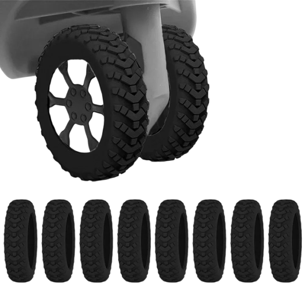 8 Stück Silikon-Rollenbeschützer für Koffer 5 x 1,2 cm Geräuschdämpfende Hüllen für Kofferrollen Schutz der Räder vor Lärm und Abnutzung schwarz