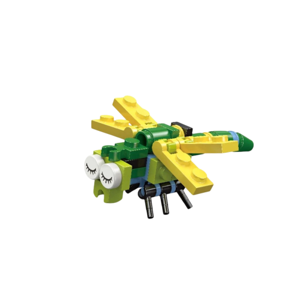 8 x 7 cm Sleeping Dragonfly Building Set 31 Pieces Green-Yellow Model with Long Body Stylised Dragonfly with Gentle Expression for Creative Assembly 1