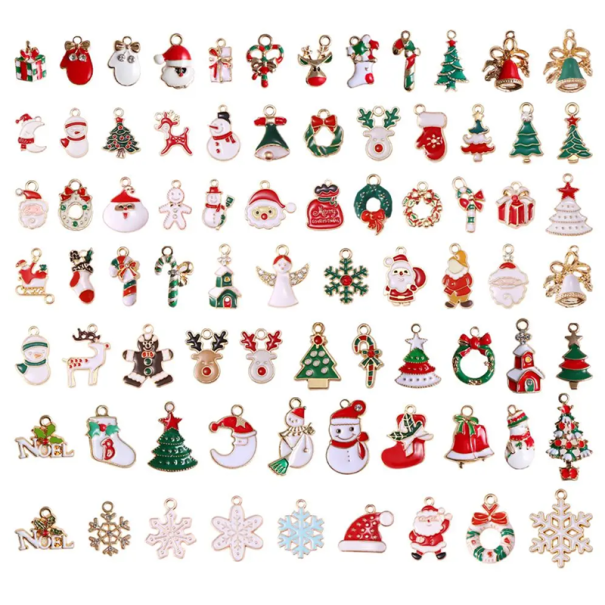 80 Pieces Metal Christmas Ornaments Made of Durable Alloy Random Designs Christmas Tree Pendants Decorations for Crafting and Gifts 1