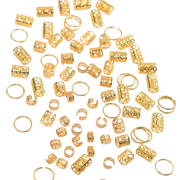 80 Stück Haarperlen Dreadlock Zinklegierung Stilvolle Haarschmuck Metallische Accessoires für Zöpfe und Frisuren von Mädchen und Frauen Eleganter Schmuck golden