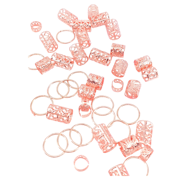 80 Stück Haarperlen Dreadlock Zinklegierung Stilvolle Haarschmuck Metallische Accessoires für Zöpfe und Frisuren von Mädchen und Frauen Eleganter Schmuck rosa-gold