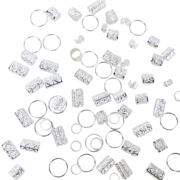 80 stuks haarbedels Dreadlock zinklegering Stijlvolle haaraccessoires Metalen toevoegingen voor vlechten en kapsels van meisjes en vrouwen Elegante sieraden zilver