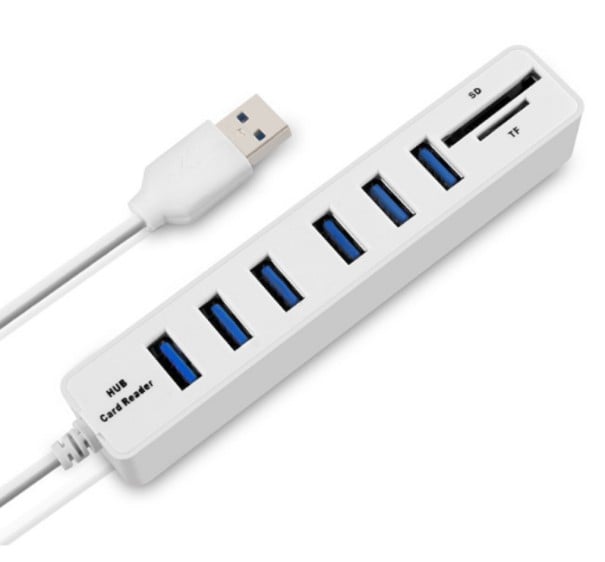 High Speed USB HUB 2 i 1 SD-kortläsare J1641 vit